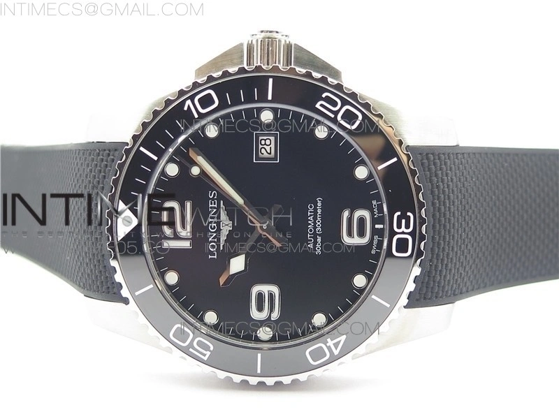 Conquest L3.840.4.56.6 Real Ceramic Bezel SS ZF 1:1 Best Edition Black dial On Rubber Strap A2824